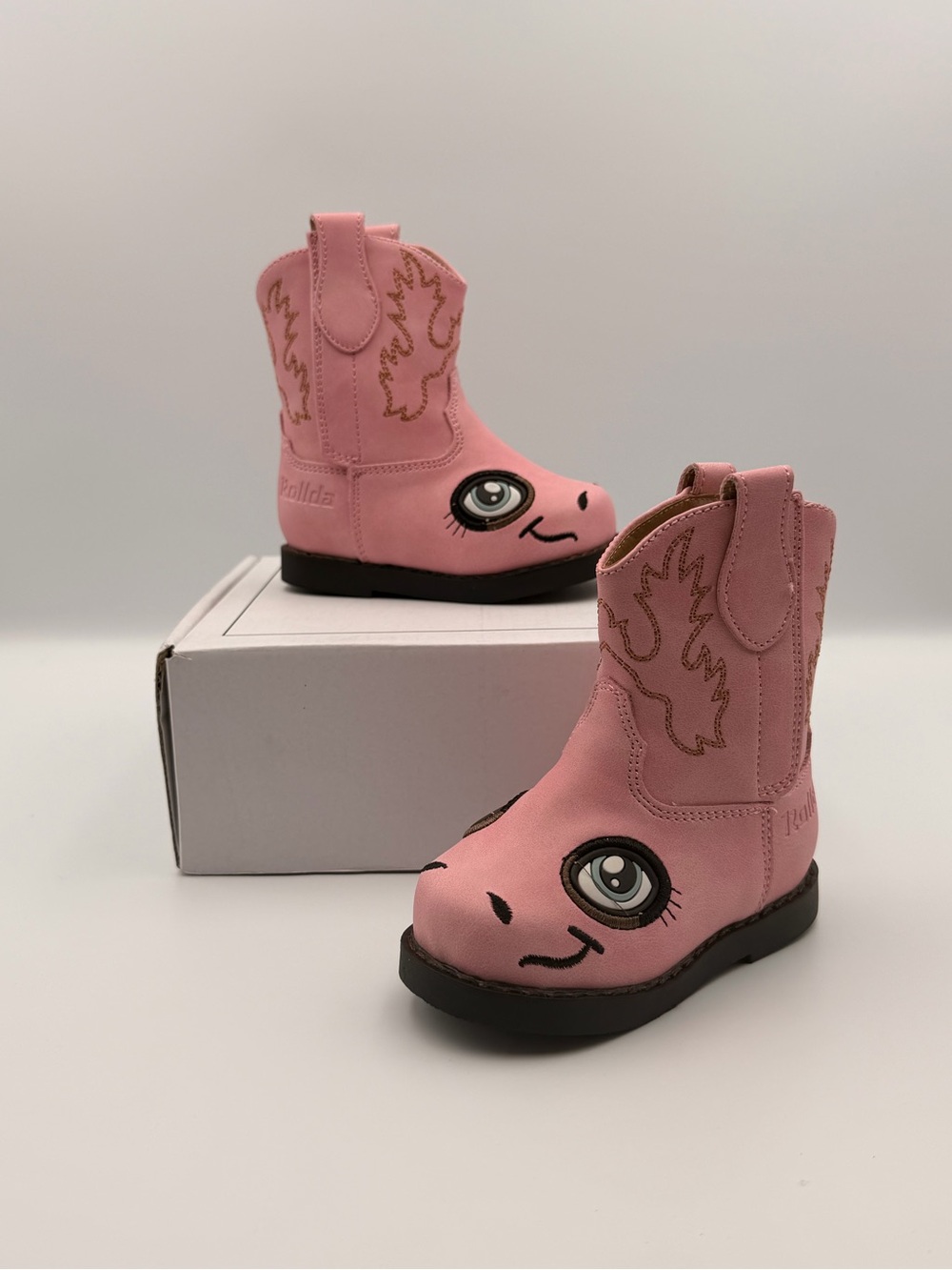 Kids Pink Unicorn Face Cowboy Boots